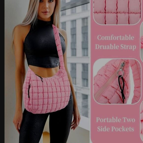 Boho Pink Quilted Shoulder Bag - Picture 2 of 9